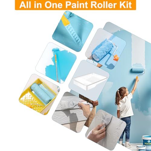 Leshein Paint Roller Kit with Extension Pole, Paint Brushes Set for Walls