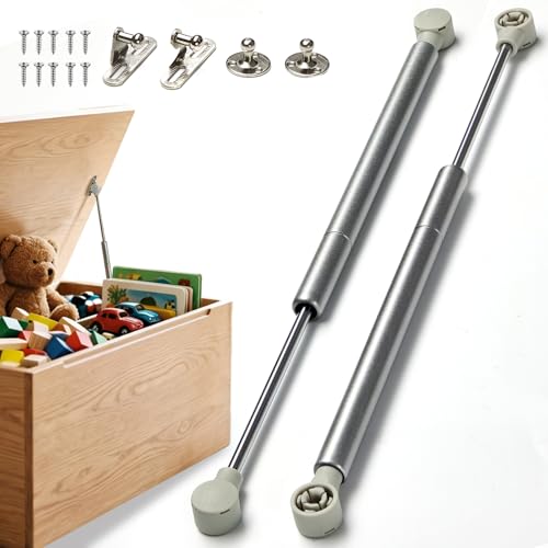 Vepagoo 2 Pack Soft Close Hinges for Toy Box, 15 inch 150N Gas Springs for Heavy Lids, Slow Close Safety Hinges for Tool Box Chest, Hydraulic Accessories for Wooden Storage