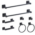 Matte Black Bathroom Hardware Set 8 Pieces,Towel Bar Set Stainless Steel Wall Mounted, Includes 16In Hand Towel Bar, Towel Ring, Robe Towel Hooks,Toilet Paper Holder, Bathroom Towel Rack Set… - color: Matte Black-8pcs, size: 16Inch
