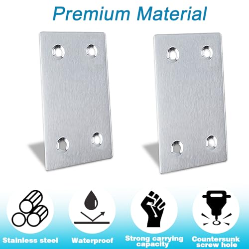 50PCS Flat Straight Brace Brackets,2.35x1.5 Stainless Steel Brackets - size: Silver,2.36"x1.5"