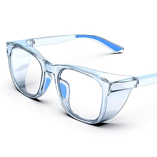 Safety Glasses Anti-Fog Eye Protection Blue Light Blocking Glasses for Women Men - color: Blue