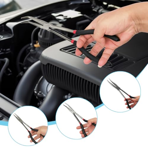 3-Piece 11" Extra Long Nose Pliers Set with Insulated Comfort Grip Handles - size: 3 Pieces - 11" - Straight/25°/45°