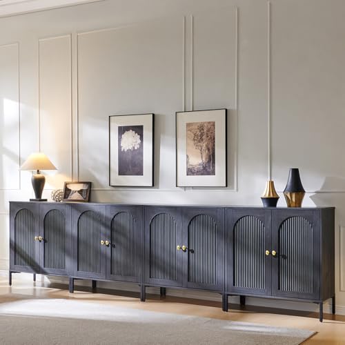IFGET 123.5" W Modern Arch Sideboard Buffet Cabinet with Storage, Dark Grey - color: Dark Grey, size: 4 Pieces