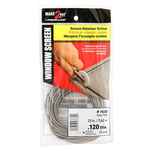 Prime-Line P 7630 1/8 In. x 25 Foot, Gray Spline (1 Roll) - size: 1/8 in.