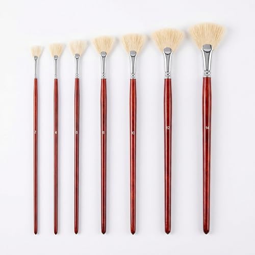 Fan Brush for Painting, 7-Piece Fan Brushes for Artists