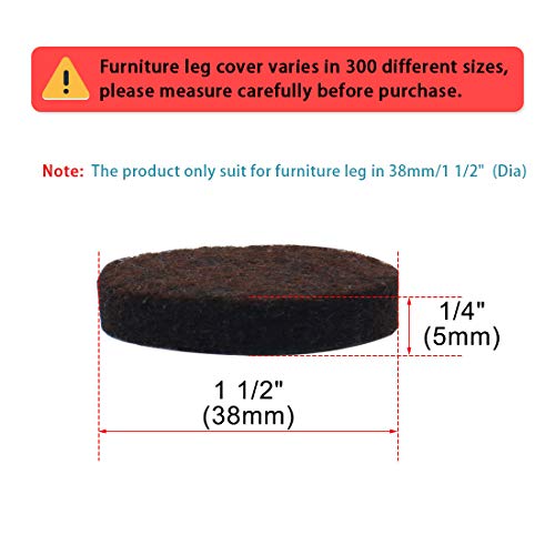 uxcell 40pcs Furniture Pads Round 1 1/2" Dia Self-stick Non-slip Anti-scratch Felt Pads Floors Protector Dark Brown - size: 38 x 5mm