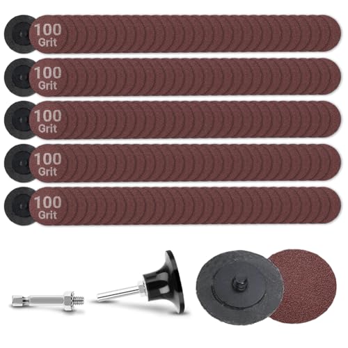 150Pcs 2 inch R-Type Quick Change Aluminum Oxide Surface Conditioning Sanding Discs Set 100 Grit with Adapter & Backing Pad - style: 100 Grit