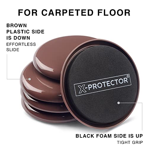 X-Protector Furniture Sliders - 8 PCS 3 1/2" Moving Pads for Any Flooring - size: 8 PCS 3.5", Any Surface