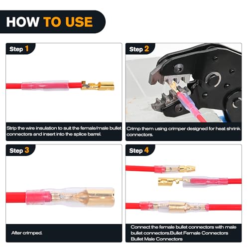 Nilight 400PCS 3.9mm Bullet Connectors with Insulation Cover - color: 400PCS Bullet Connectors