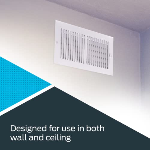 EZ-FLO 12 x 6 Inch (Duct Opening) Air Vent Cover for Wall or Ceiling, Two-Way Ventilation Register, Solid Steel HVAC Register Cover, White, 61612 (Pack of 2) - size: 12 in. x 6 in. (Pack of 2)
