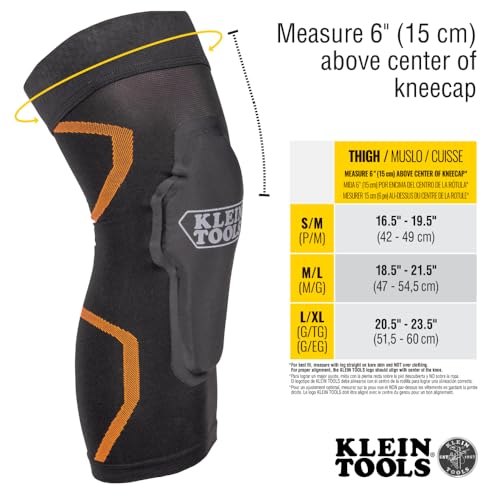 Klein Tools 60624 Knee Pad Compression Sleeve, Knee Support for Construction, Workers and Athletes, Black, L/XL - style: L/XL
