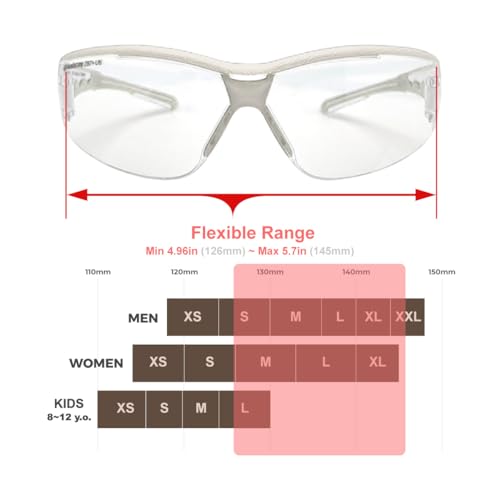 HTS HUNTERSKY Super Flexible Lightweight Anti Fog Wrap-Around U6 Clear Shooting Safety Glasses with ANSI Z87.1 Scratch Resist - color: Light Gray / Clear (1 Pack)