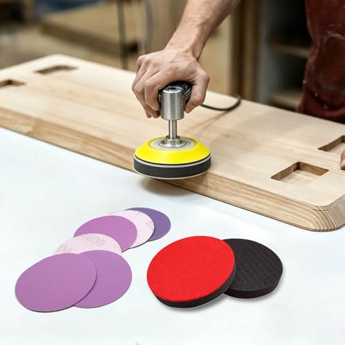Taokyid 3 Inch Foam Sanding Pad Set 2Pcs + 80Pcs Ceramic Sanding Discs