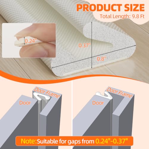 9.8 Ft White V Shape Weather Stripping Door Seal for 0.24"-0.37" Gaps