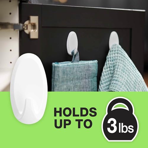FrogTape reMOVEables Heavy Duty Wall Hooks - No Damage - Easy to Remove & Reuse - Medium Wall Hook with Adhesive Strips - Holds up to 3 lbs - Includes 8 Hooks and 12 Strips - White (Pack of 16) - size: Pack of 16, style: Medium