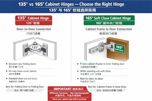 165 Degree Soft Close Cabinet Hinges 2 Pack, Face Frame Lazy Susan Corner Cabinet Hinges for Cabinet Frame to Door Connection, Kitchen Cabinet Hardware - size: 165 degrees
