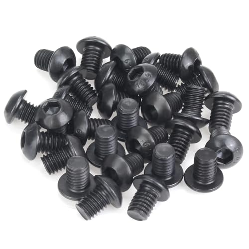 35 Pieces M6 x 8mm Button Head Socket Cap Screws, Thread Pitch 1.0mm, Sutemribor M6 Black Screws, 10.9 Grade Alloy Steel, Black Oxide Finish, Fully Threaded - size: M6 x 8mm, style: Button Head