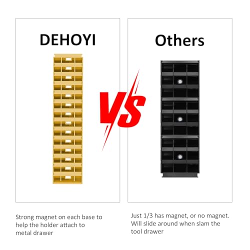 DEHOYI 48 pcs MAGNETIC Modular Wrench Organizers for Tool Drawers - Wrench Rack with Metric&SAE Labels, Perfect Tool Storage Holder. Gift for mechanics (Yellow) - style: Magnetic (48 pcs yellow)