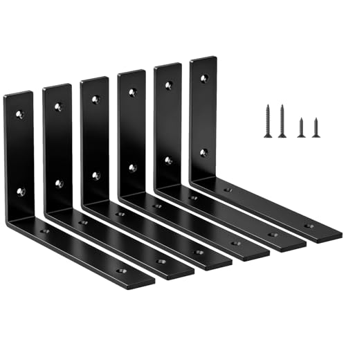 LSK 6PCS Shelf Bracket, L 8"×H 5", 5mm Thick Heavy Duty L Bracket, Black - color: Black, size: 8x5 inch (heavy duty)