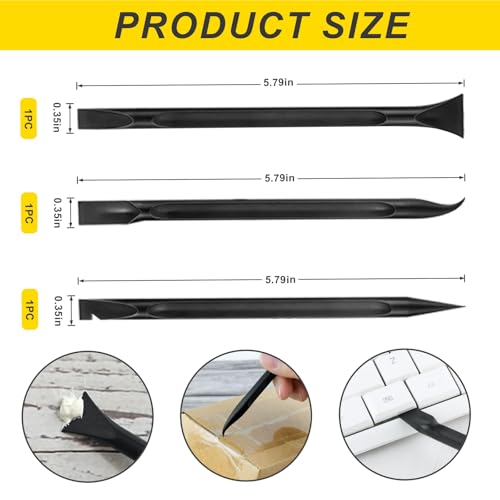 15 Pack Plastic Putty Knife Set - 12 Flexible Plastic Paint Scraper Tool and 3 Detail Scraper Tool for Spackling, Repairing Drywall, Removing Wallpaper, Applying Mud or Plaster