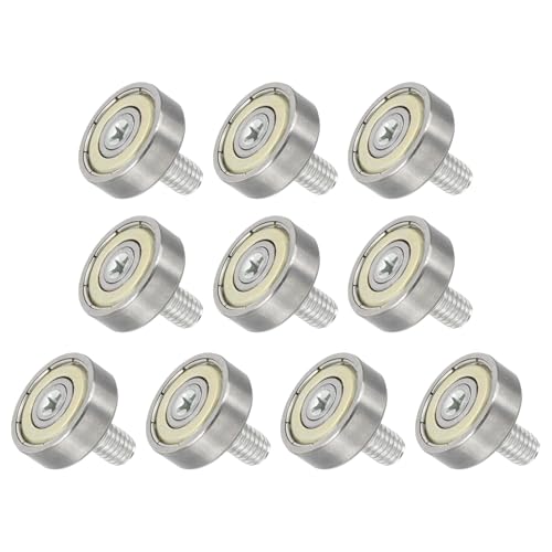 uxcell 10 PCS Drawer Rollers 19mm x 6mm Wheel 2mm Step, Steel Bearing Roller Drawer Pulley Bearing Replacement Wheels for Windows Sliding Door Track Guide, M6 x 10mm Thread - size: 2mm