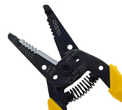 IDEAL Electrical 45-417 Premium Reflex T Stripper - 22-30 AWG solid, 24-32 AWG stranded, Wire Stripper with Plier Nose, Slide Lock, Textured Grips - size: 22-30 AWG Solid