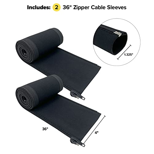 Zipper Cable Sleeve by Wrap-It Storage - 36" x 4" (2-Pack) Black - size: 36in (2-Pack)