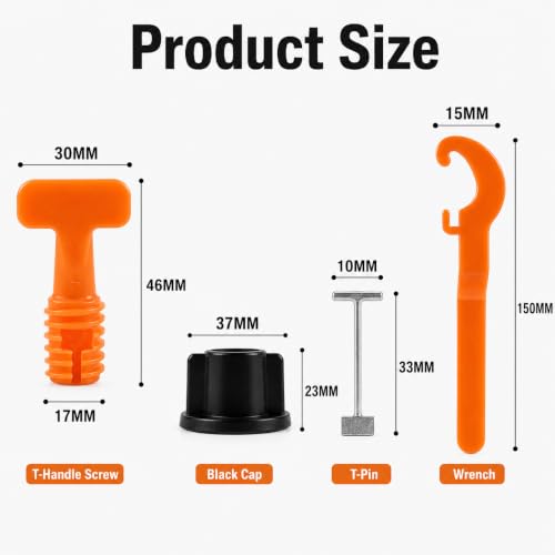 50 Sets Reusable Tile Leveling System Kit with Wrench, 1/16 Inch Tile Spacers and Leveling Clips, Anti Lippage Tile Leveler Tool for Floor Wall Installation, Ceramic Porcelain Tiles
