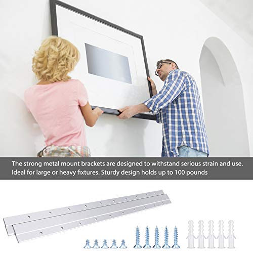 French Cleat Picture Hanger, Aluminum Z Hanger Interlocking Wall Mounting Bracket Hardware Kit Z Clips for Hanging Wall Painting, Mirrors, Panels, Artwork, Cabinet, Whiteboard (30inch-1Pairs) - size: 30inch-1Pair, style: Standard thick