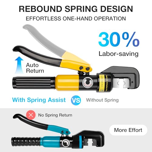 YUZES 10-Ton Hydraulic Crimping Tool, 12 to 2/0 AWG Battery Cable Crimper