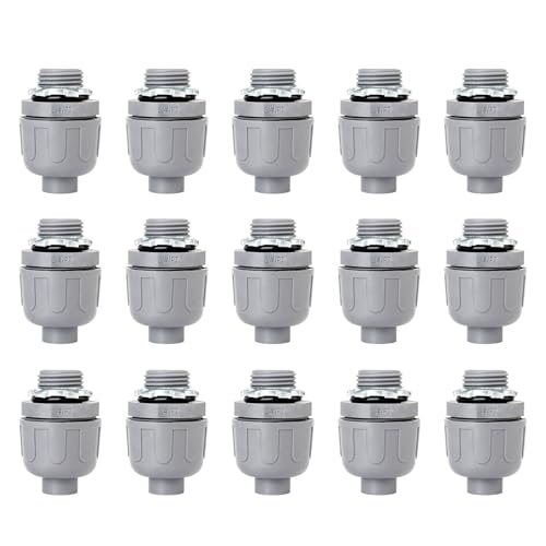 3/4 Inch Liquid Tight Connector - 15 Pack PVC Electrical Conduit Fittings 180 Degree Straight Flexible Connectors for Home, Kitchen, and Bathroom Conduit Connector - size: Straight 3/4"
