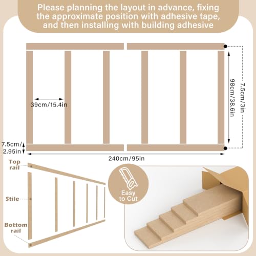 Weysat 1 Set Board and Batten Wall Panel Wainscoting Panel 94.5 X 38.6 Inch - size: 94.5 x 38.6 Inch