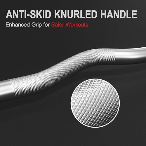 Yaheetech Curl Bar with Weights Adjustable W-Shaped Barbell Home Gym Set | Knurled iron bar with concrete-filled hdpe plates, star locks adjust weight for compact, gym-free strength training at home - size: 44 lbs