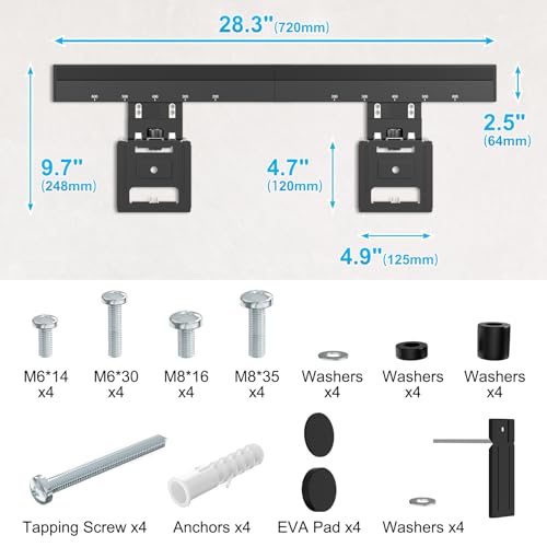 Ultra Slim TV Wall Mount for 37-86 inch, Weight Max 165 lbs | 0.37'' low profile TV Wall Mount, for Flat & Frame TV, VESA 200 x 200- 600 x 400 mm, Flush to Wall - size: 37-86''