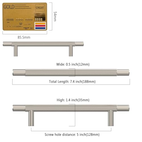 Amerdeco 10 Pack Brushed Satin Nickel Knurled Cabinet Pulls 5 Inch Hole Centers Kitchen Cabinet Handles Hardware Kitchen Handles for Cabinets Handles IH0006… - color: Brushed Satin Nickel, size: 5"/128MM Hole Center