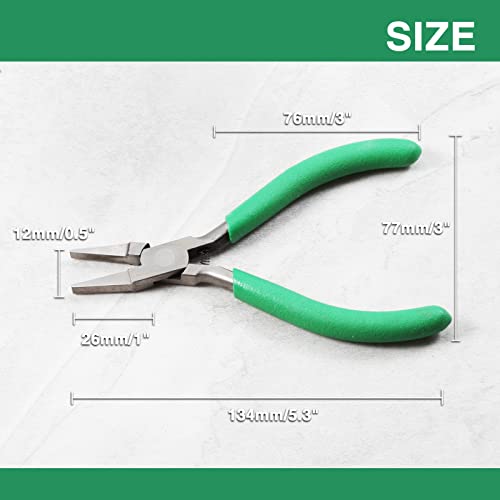 Flat Nose Pliers Smooth Jaw Precision Small Jewelry Beading Making Tool Mini Pliers with Green PVC Handle for Wire Bending Warpping Straightening Shaping Professional DIY Hand Tools - style: Flat Nose Pliers