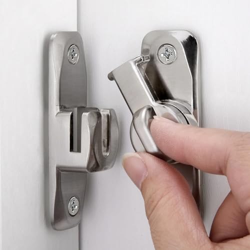 Silver Barn Door Latches,90/180 Degree Gate Lock_B - color: Silver