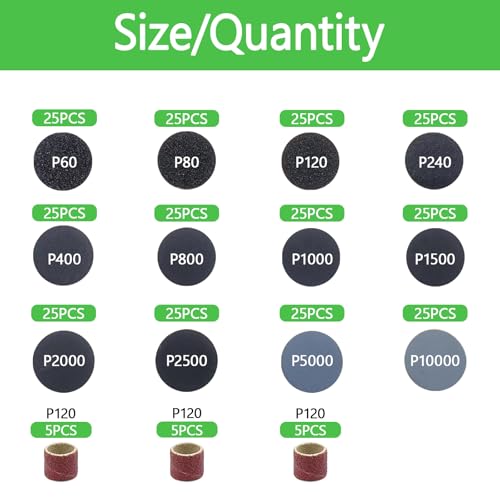 Wet Dry Sanding Discs and Drums Set, 332 Pieces, 1 Inch, 60-10000 Grit, Hook and Loop Sandpaper with Polishing Kit Shank Backing Pad,Polishing Pads and Interface Pad for Rotary Tool Resin Wood Jewelry