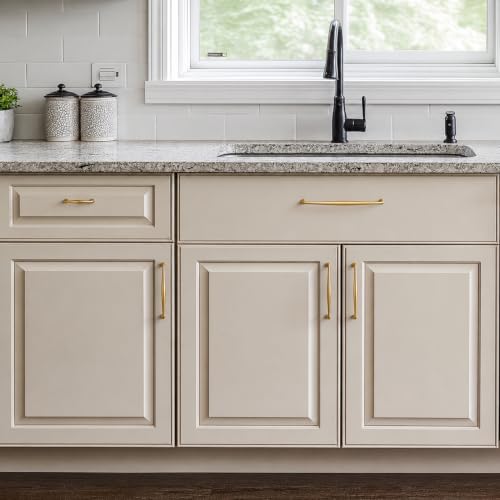 Ravinte Brushed Brass Cabinet Handles Solid Handles,3 Inch,5 Pack - color: Brushed Brass, size: 3 Inches Hole Center