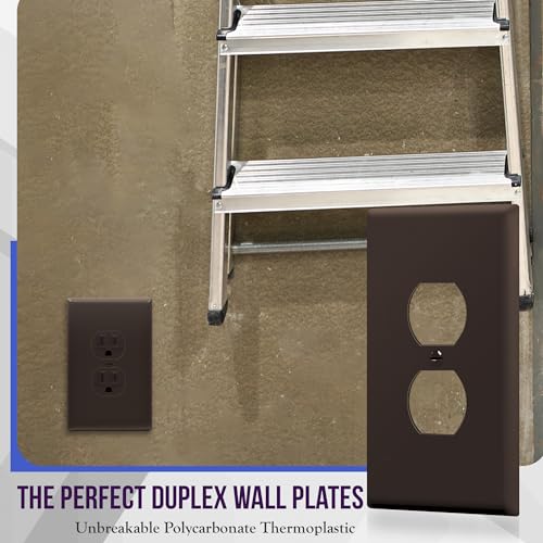 ENERLITES 10 Pack Oversized Duplex Outlet Covers, Jumbo Wall Plate, Brown - color: Brown, size: Over-Size