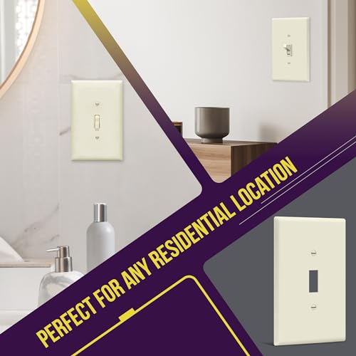 ENERLITES Toggle Light Switch Wall Plate, Gloss Finish, Jumbo Switch Cover, Oversized 1-Gang 5.5" x 3.5", Unbreakable Polycarbonate Thermoplastic, 8811O-LA, Light Almond - color: Light Almond, size: Over-Size
