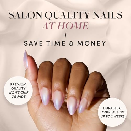 Glamnetic Press On Nails - Short Almond, Velvet Fake Nails 30 Pc Full Kit - color: 3F - Polar Day