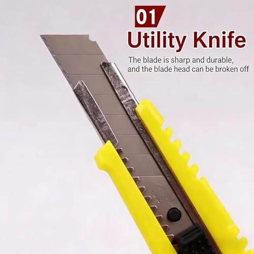 Home Tool Set with Utility Knife, 2M Measuring Tape, Double-Headed Screwdriver, 3 Blades, 5-Piece Kit