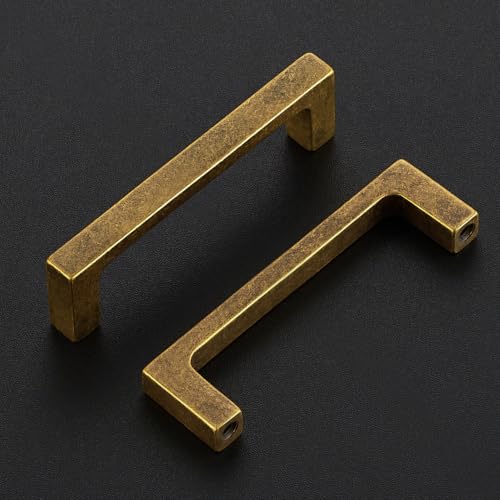 Ravinte Antique Brass Kitchen Cabinet Solid Handles,3-1/2 Inch,5 Pack - color: Antique Brass, size: 3-1/2 Inches Hole Center
