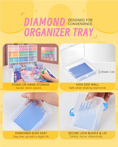 forever young 60PCS Diamond Painting Storage Containers Trays ＆ Stand - size: 60pcs+Rack