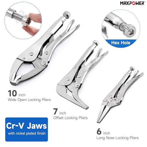 MAXPOWER 3 Pieces Locking Pliers Set