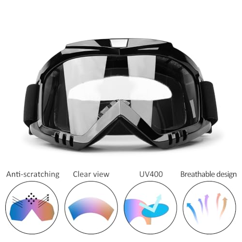 ATV Dirt Bike Goggles 2-Pack Motorcycle Gear Motocross Riding Racing - color: Clear Lens + Silver Lens
