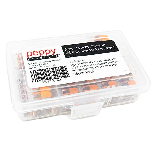 WAGO 221 Lever-Nuts 36pc Compact Splicing Wire Connector Assortment. Includes 221-412, 221-413, 221-415