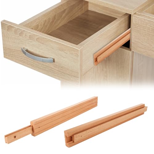 WOPPLXY 6 PCS Wood Drawer Slides, 16 Inch Wooden Drawer Slides, Wood Center Mount Drawer Slides Replacement Part