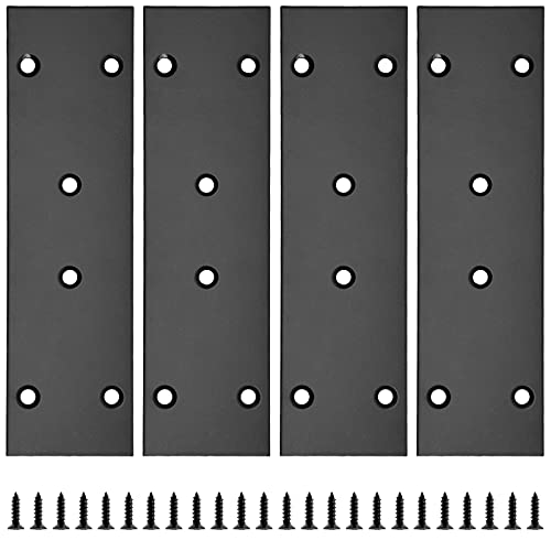 Bonsicoky 4Pcs Flat Straight Brace Brackets, 6.7 x 1.9 / 169 x 48mm - size: 6.6" x 1.9" - 4 PCS, style: Black